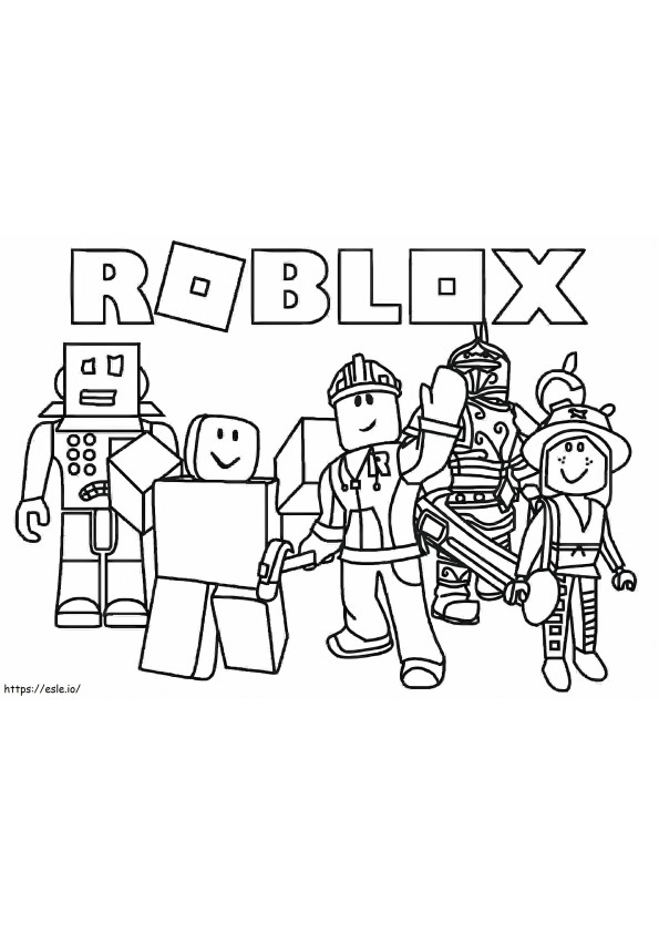Cinci personaje Roblox de colorat