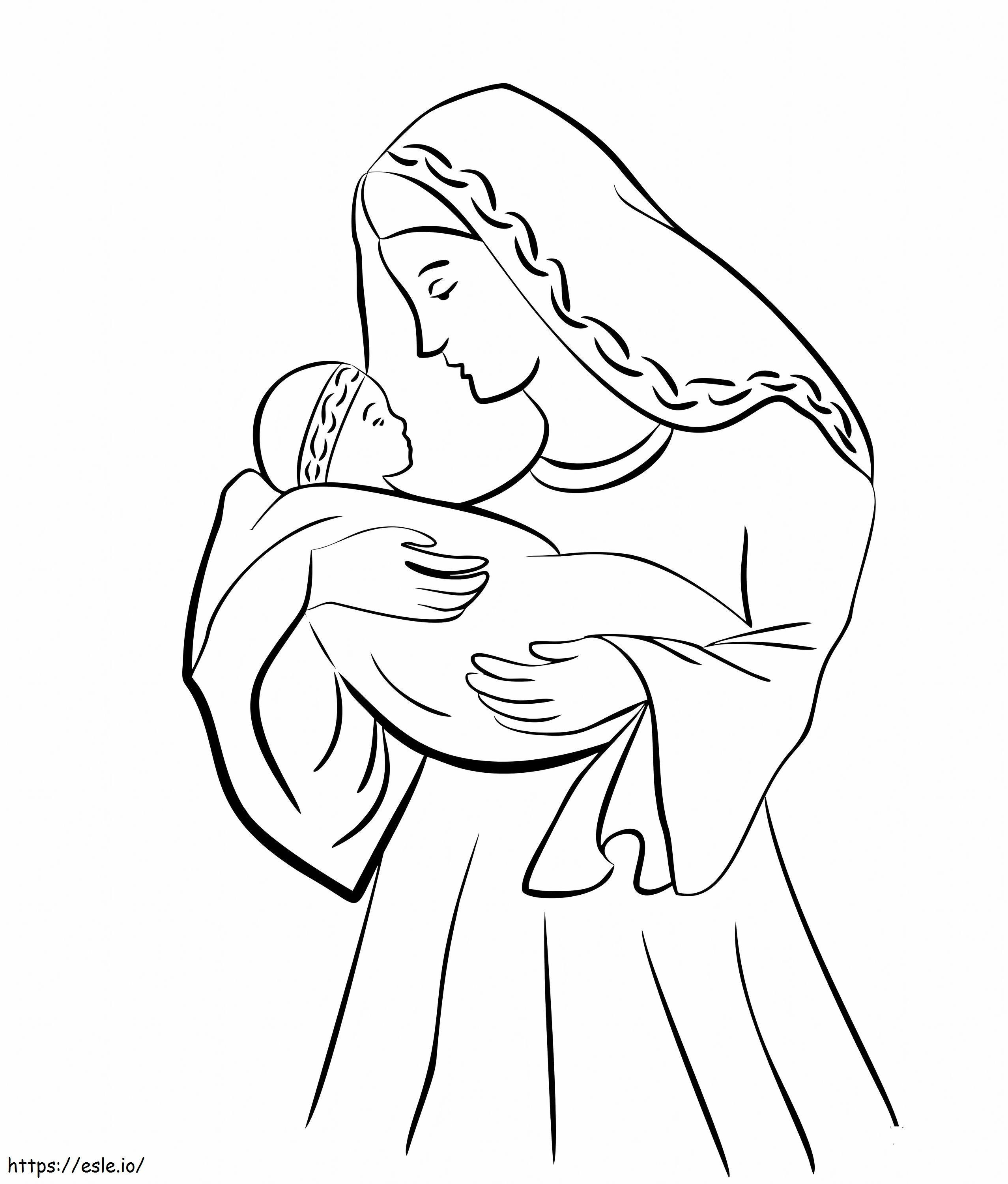 Coloriage Imprimer l’image Mère de Jésus à colorier à imprimer dessin