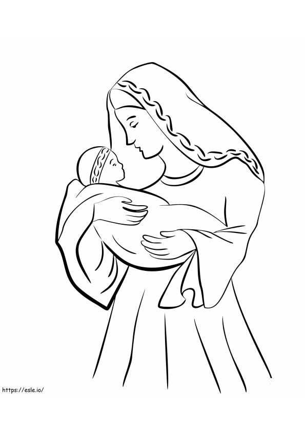 Coloriage Imprimer l’image Mère de Jésus à colorier à imprimer dessin