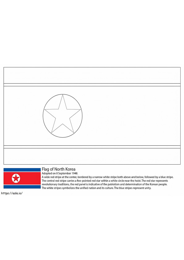 Vlag van Noord-Korea kleurplaat
