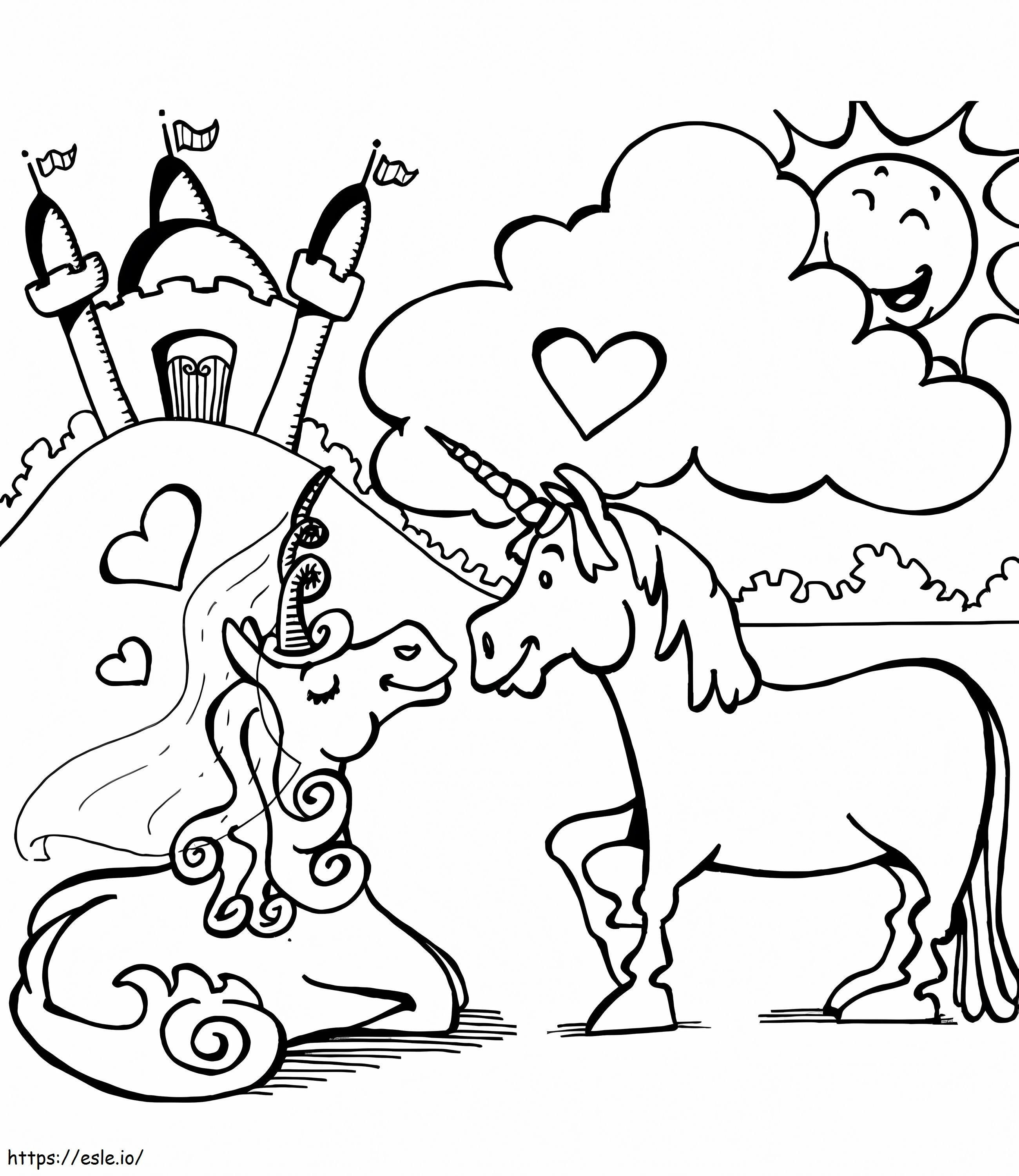 1563843135 Couple Unicorn A4 coloring page
