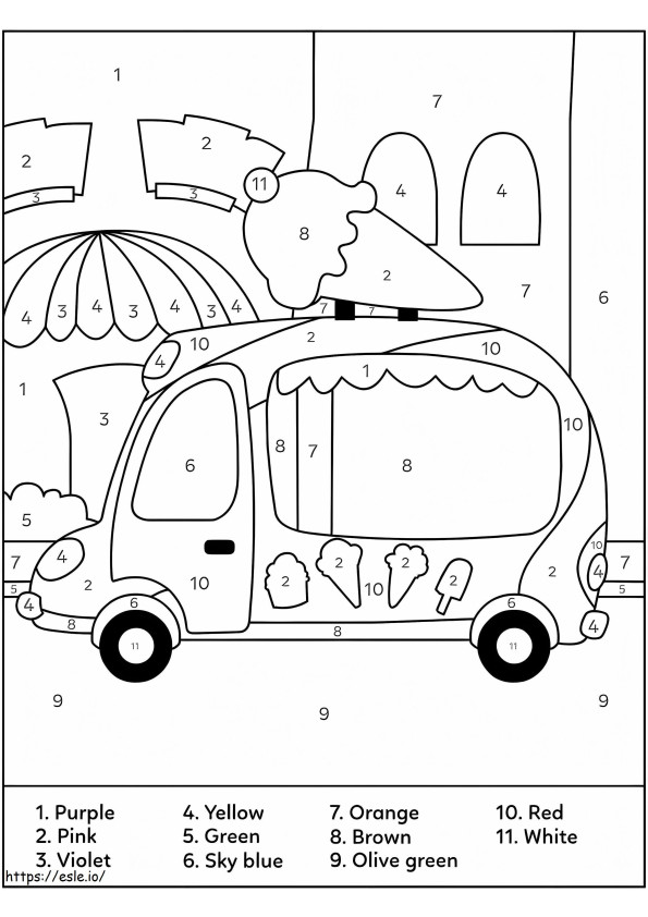 Ice Cream Truck Color By Number coloring page