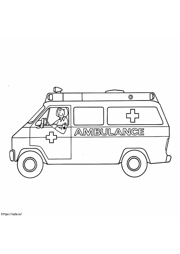 救急車を運転する女性 ぬりえ - 塗り絵