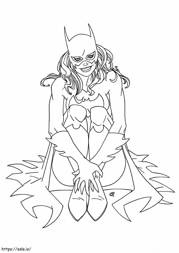 Batgirl istuu värityskuva
