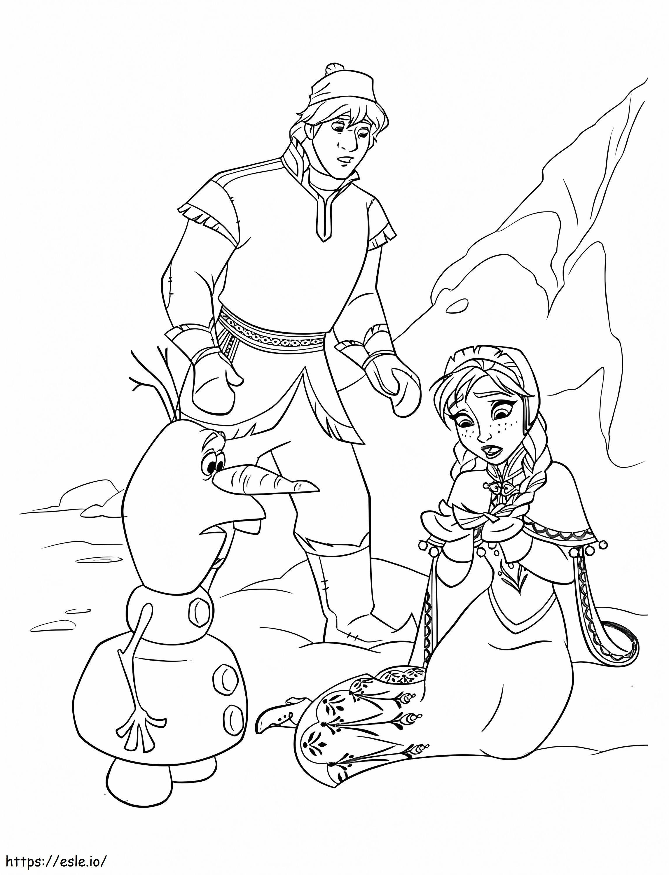Kristoff Anna And Olaf coloring page