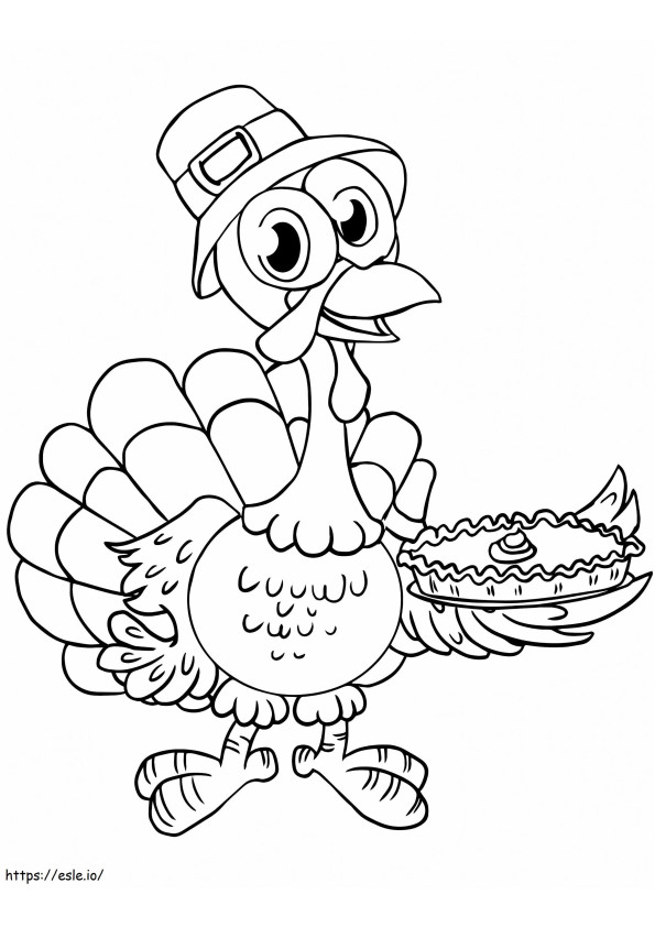 1587978437 Cute Turkey With Pie coloring page