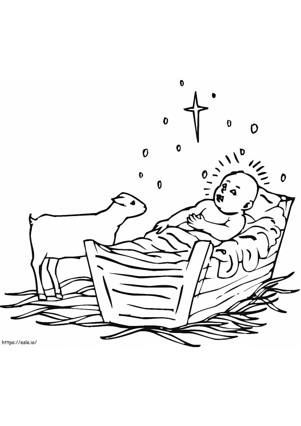 Lamb And Baby Jesus coloring page