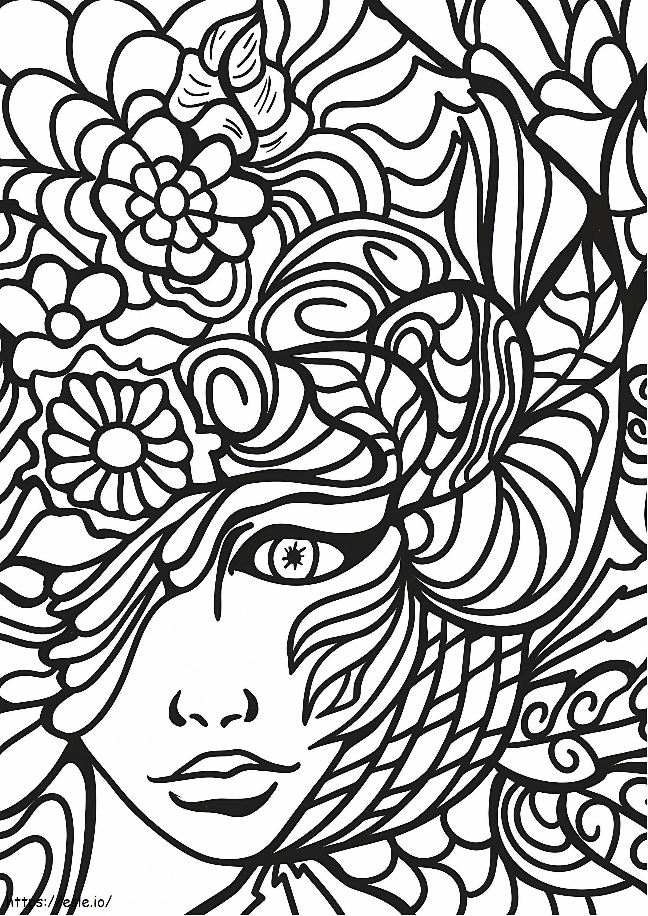 Coloriage 1565230045_Girl_Face_Doodle_Art A4 à imprimer dessin