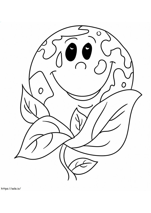 Leaf With Earth Smiling coloring page