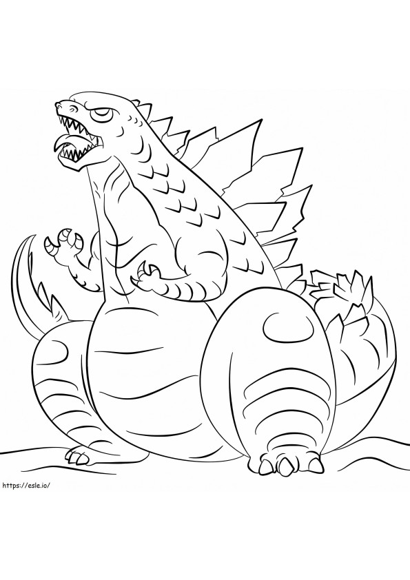 Coloriage Godzilla assis à imprimer dessin