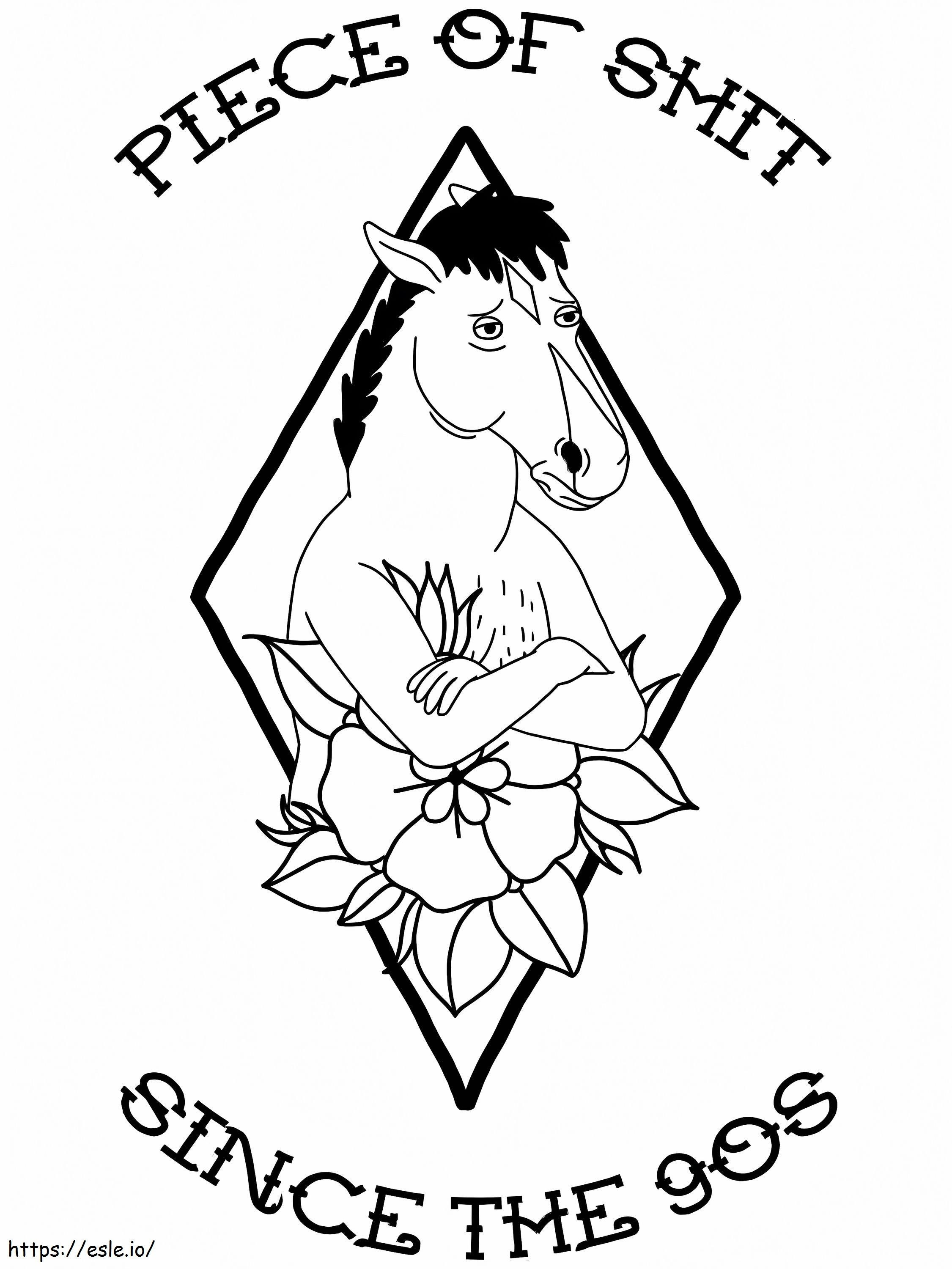 Coloriage Tatouage de cavalier Bojack à imprimer dessin