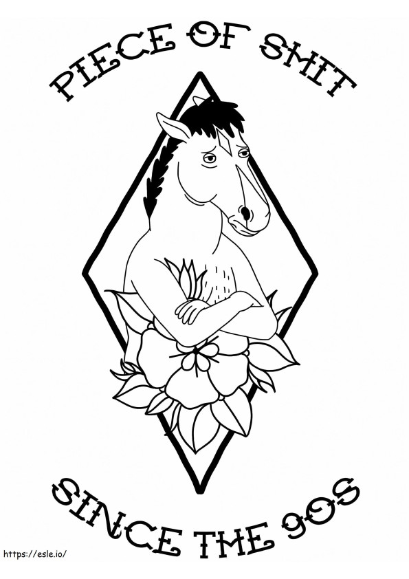 Coloriage Tatouage de cavalier Bojack à imprimer dessin