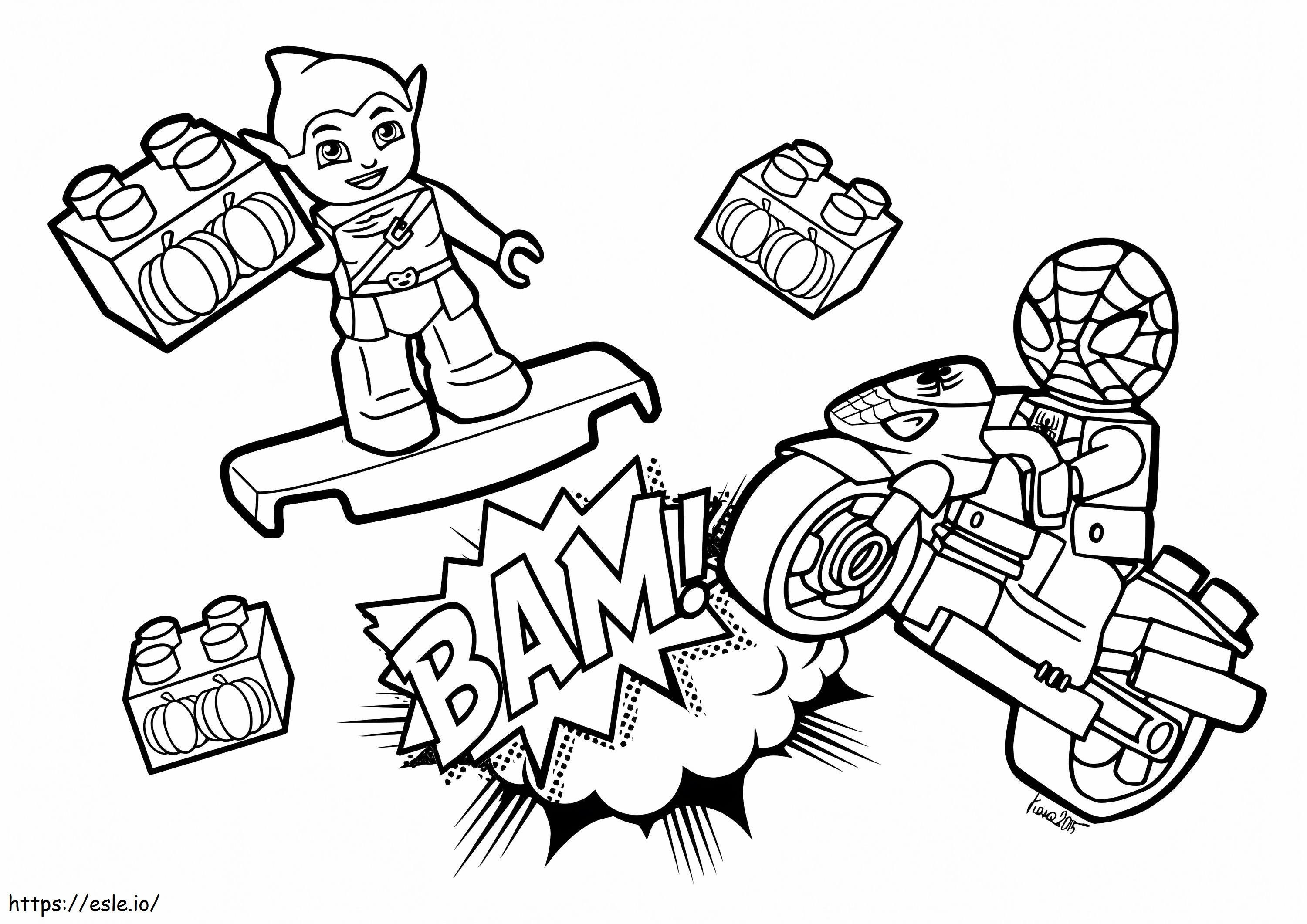 Coloriage Spiderman Lego drôle à imprimer dessin