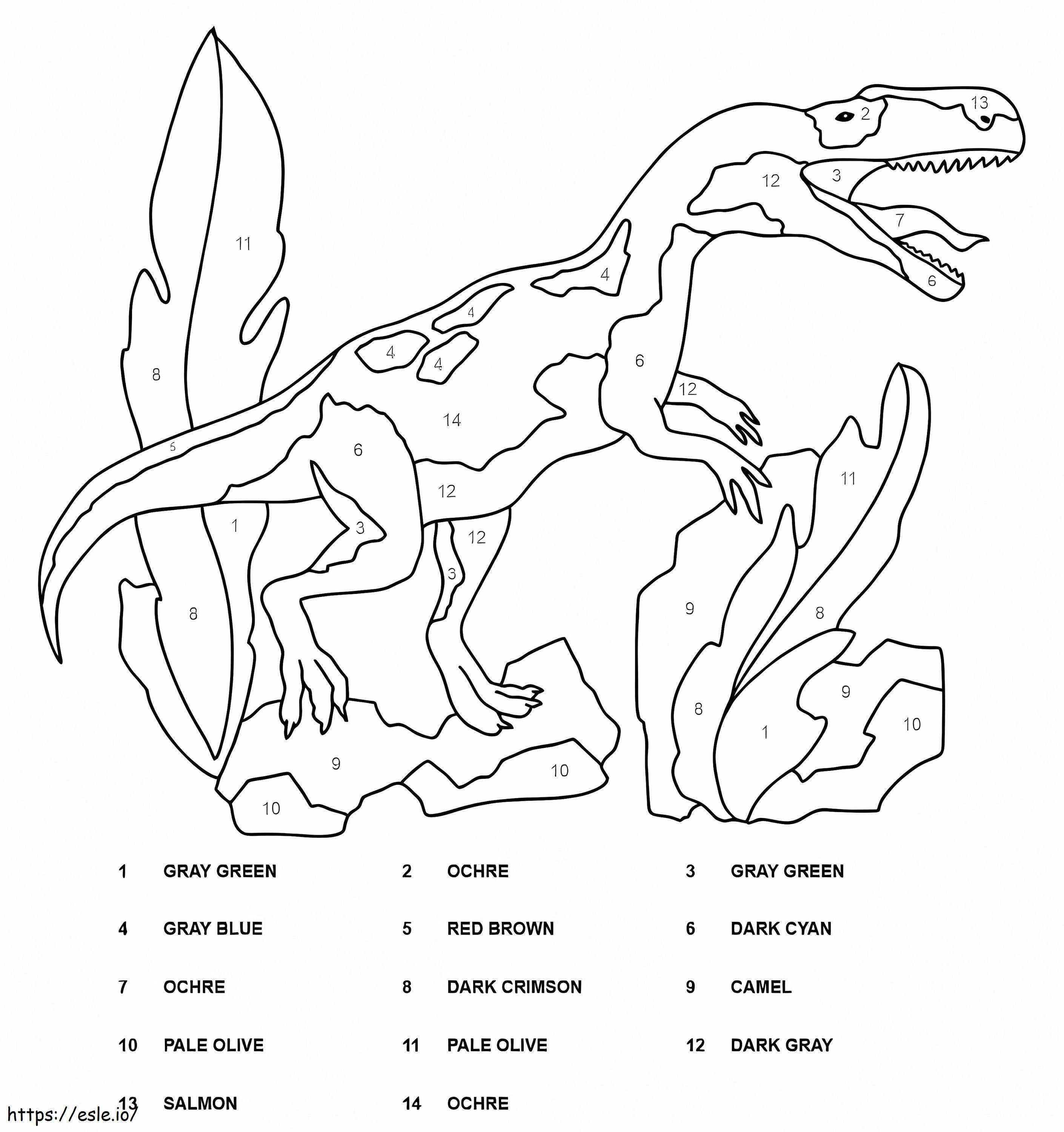 Allosaurus värin mukaan värityskuva