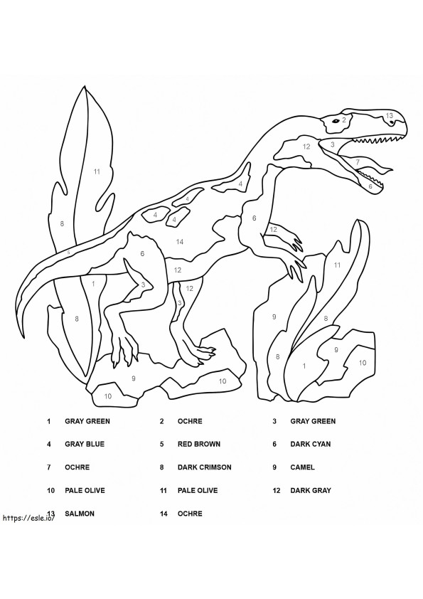 Warna Allosaurus Berdasarkan Nomor Gambar Mewarnai