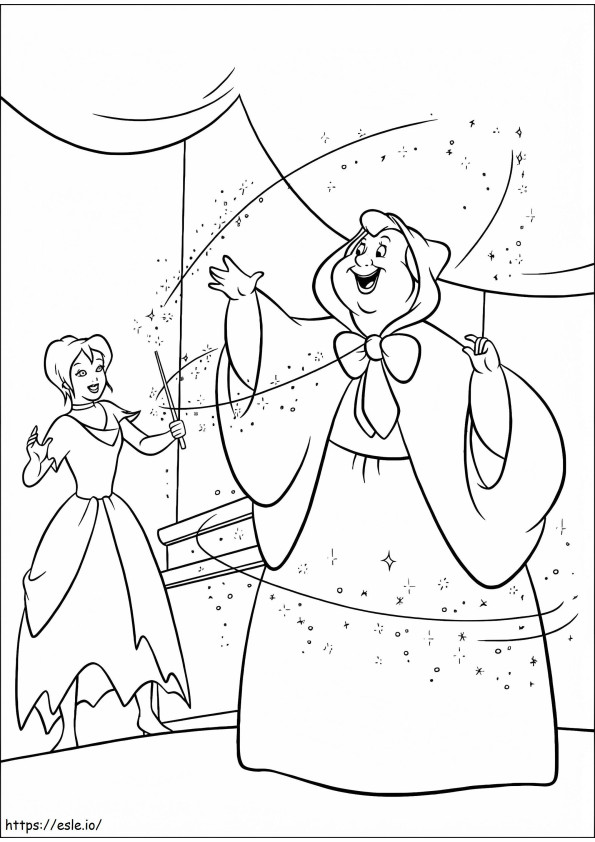 Cinderella Helps The Fairy coloring page