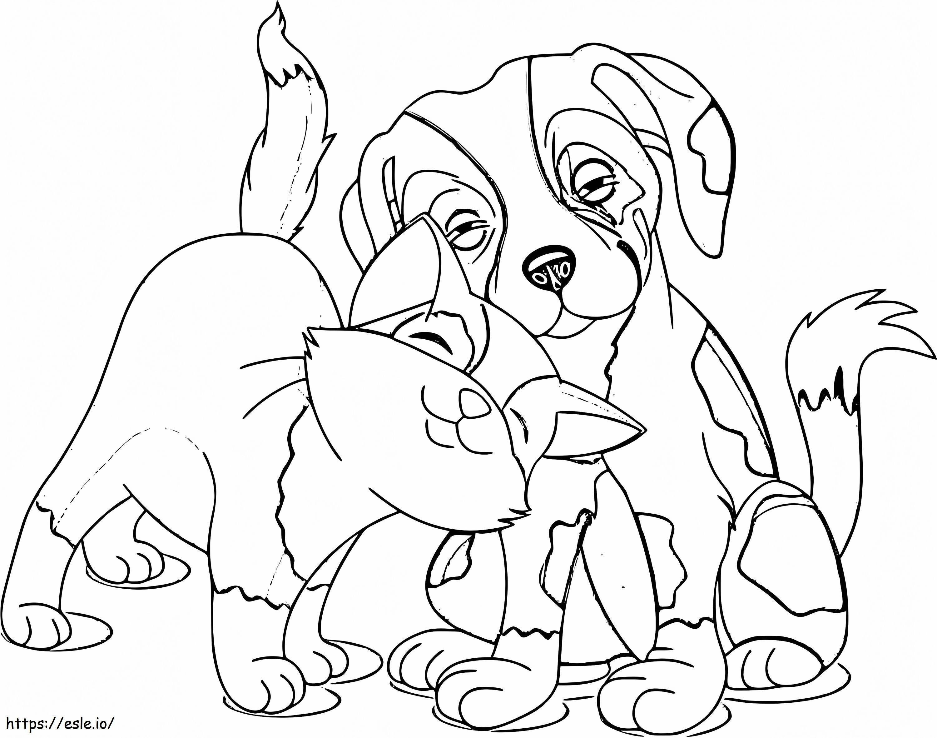Dog And Cat Friendship coloring page