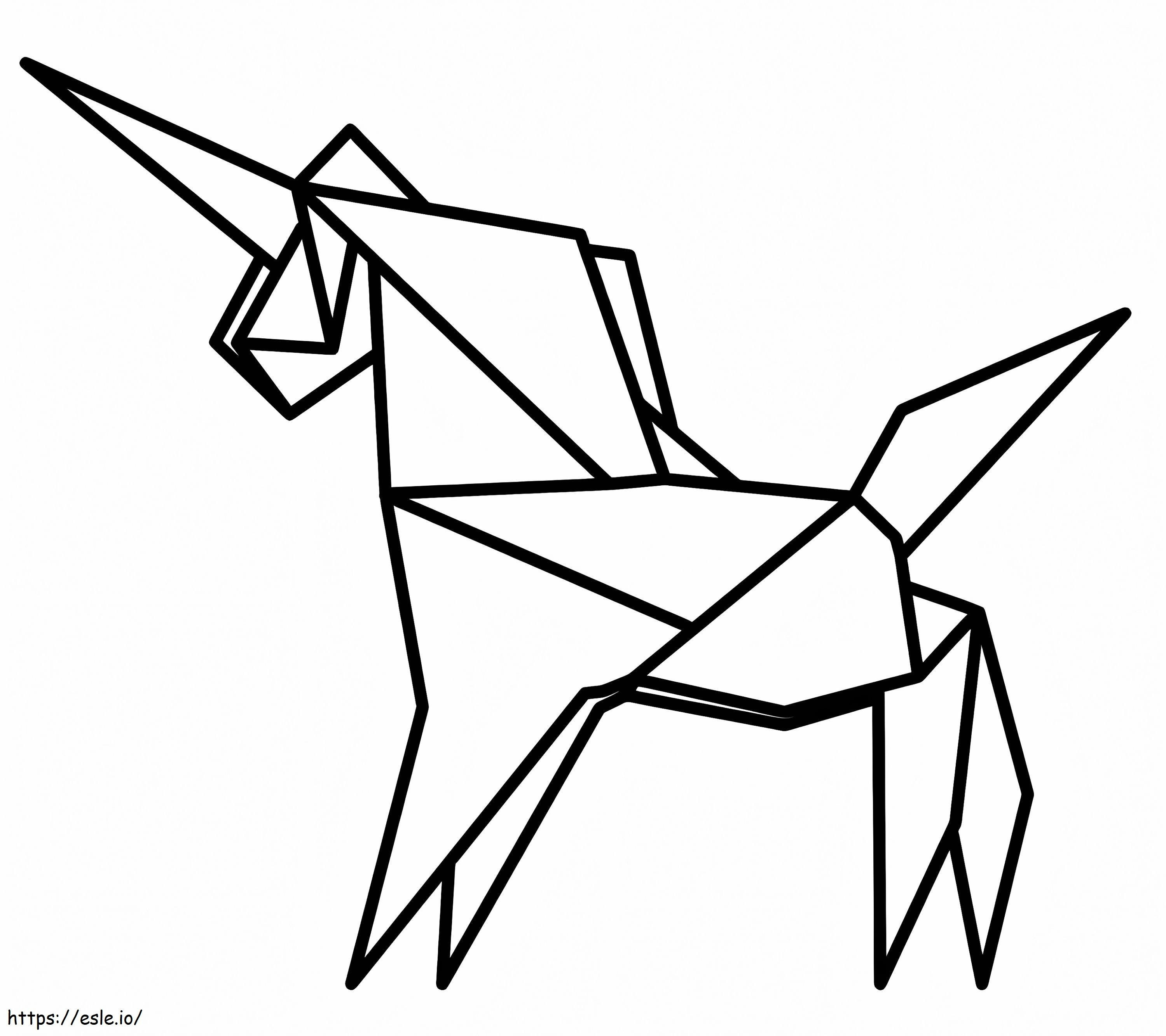 Nyomtatható Origami Unicorn kifestő