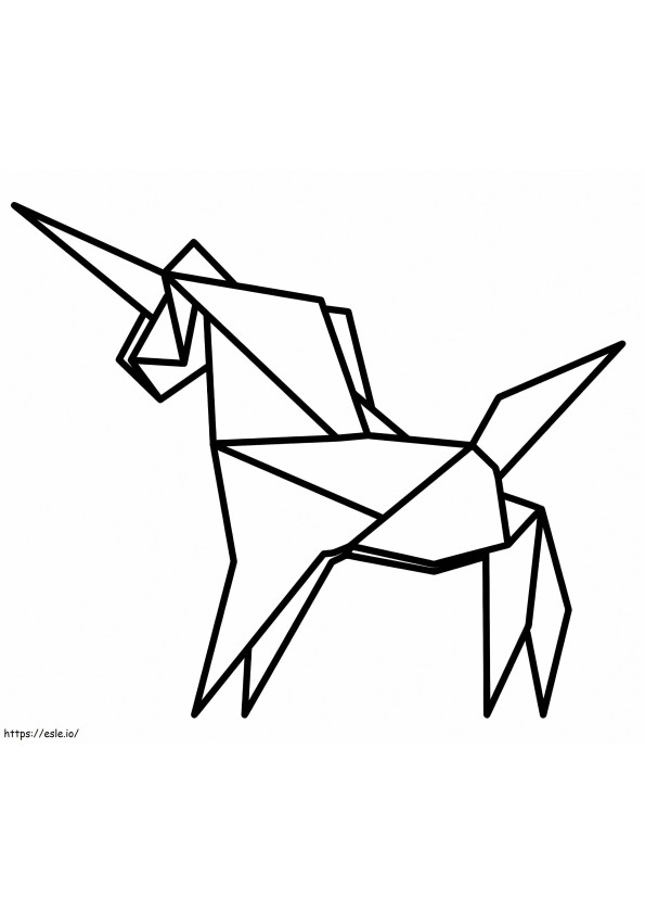 Nyomtatható Origami Unicorn kifestő