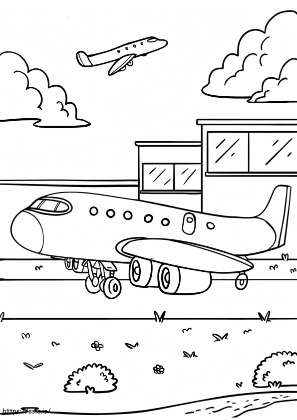 Kawaii Airplane coloring page
