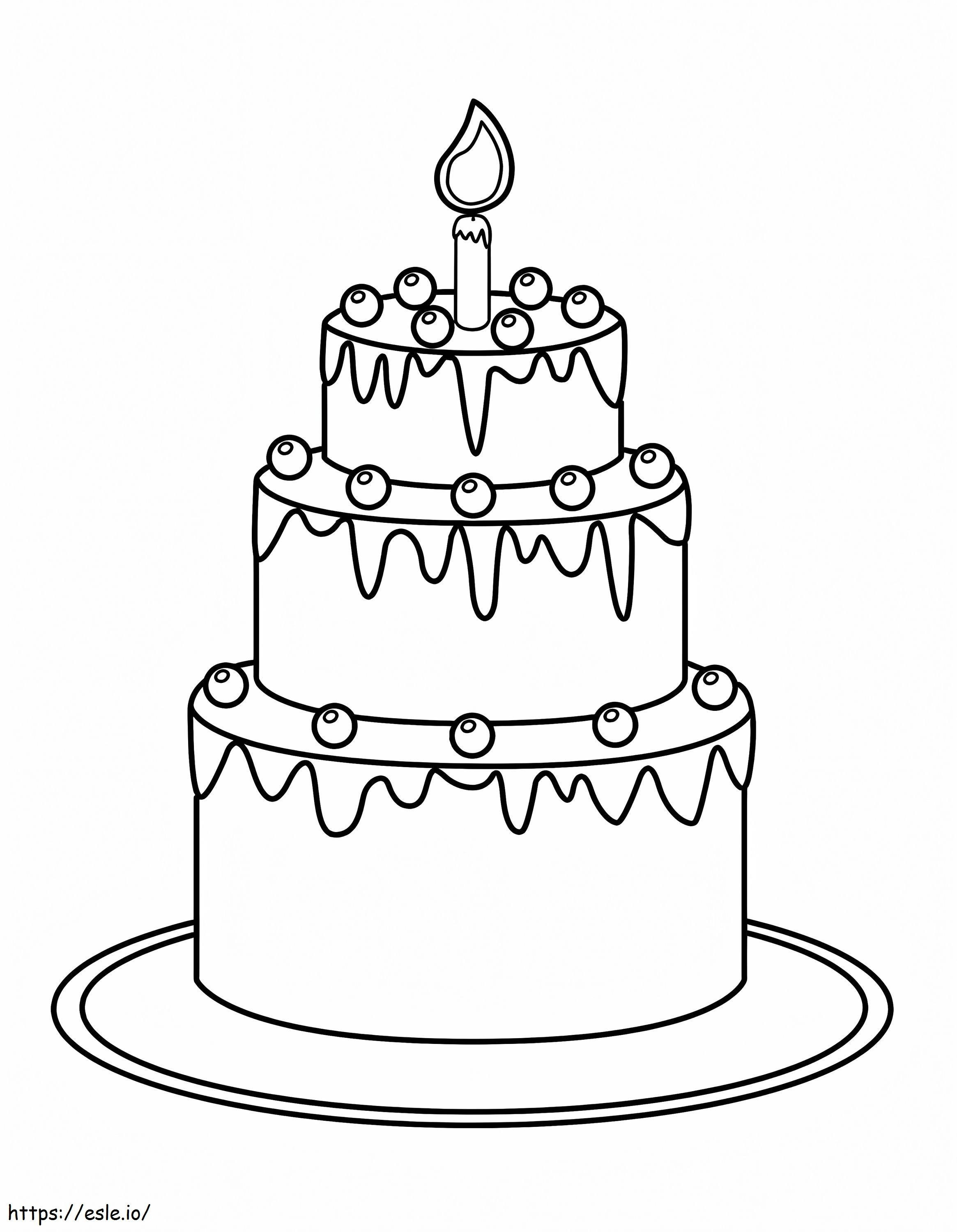 Pagina da colorare di torta di compleanno da colorare