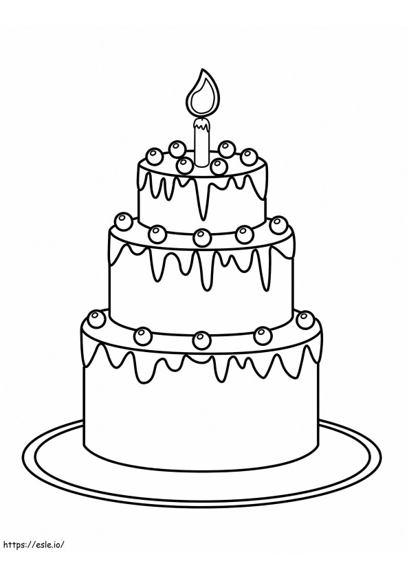 Kolorowanka z tortem urodzinowym kolorowanka