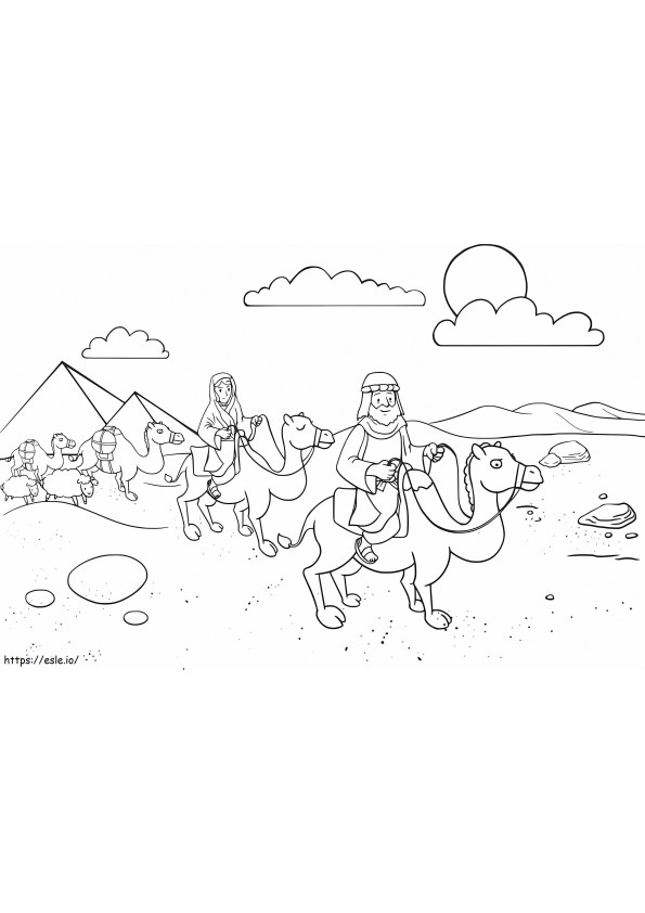 Abraham ja Saara lähtevät Egyptistä värityskuva