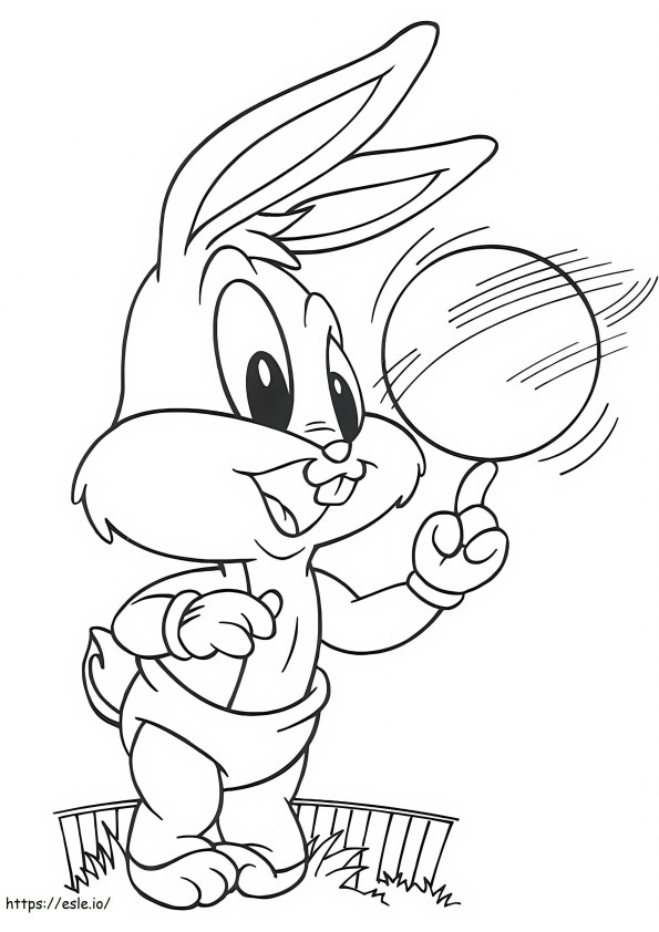 Bugs Bunny met bal kleurplaat