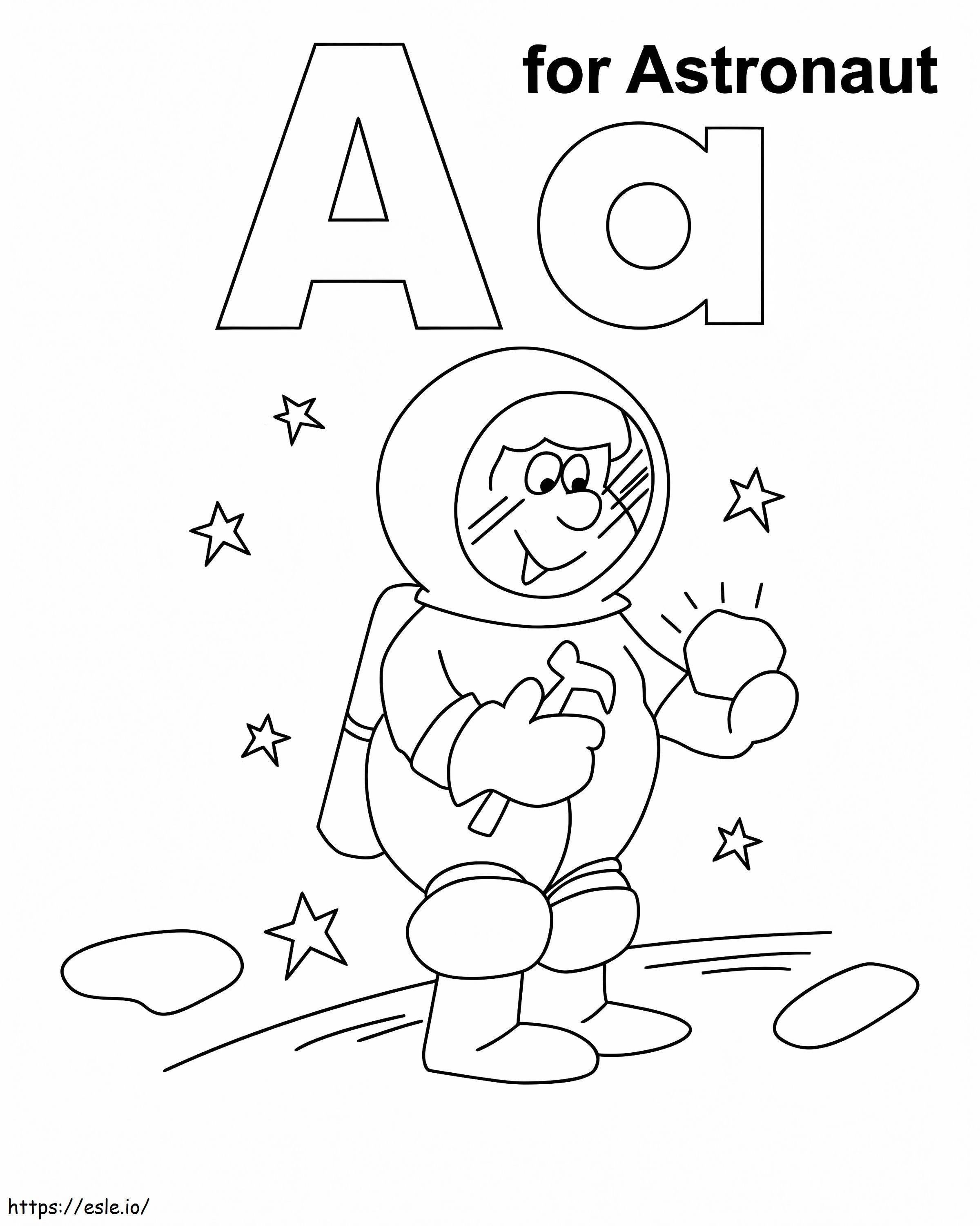 Letra A para astronauta para colorear