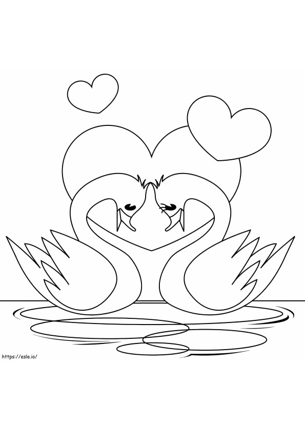 Swan Couple coloring page