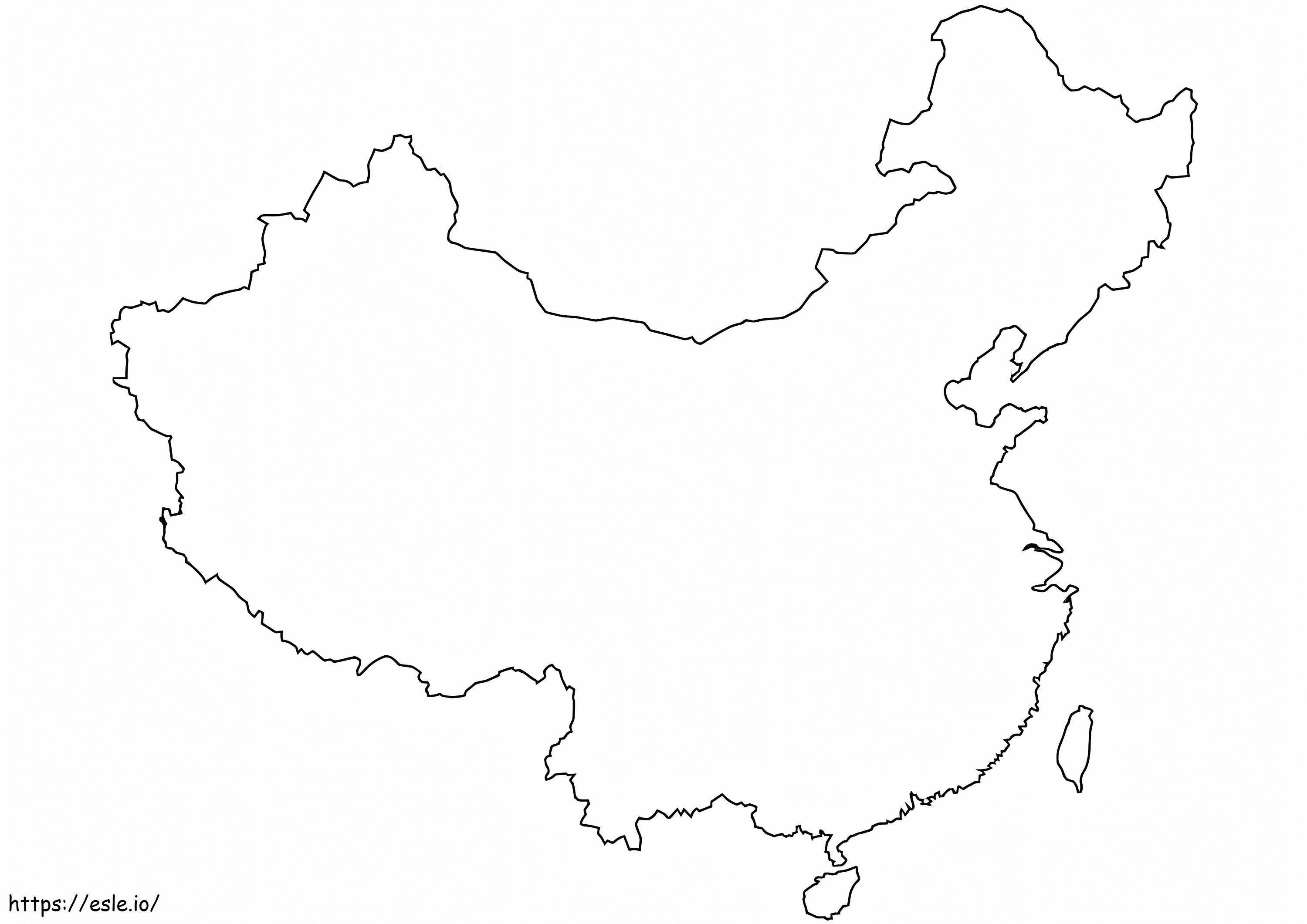 Pusta mapa konturowa Chin kolorowanka