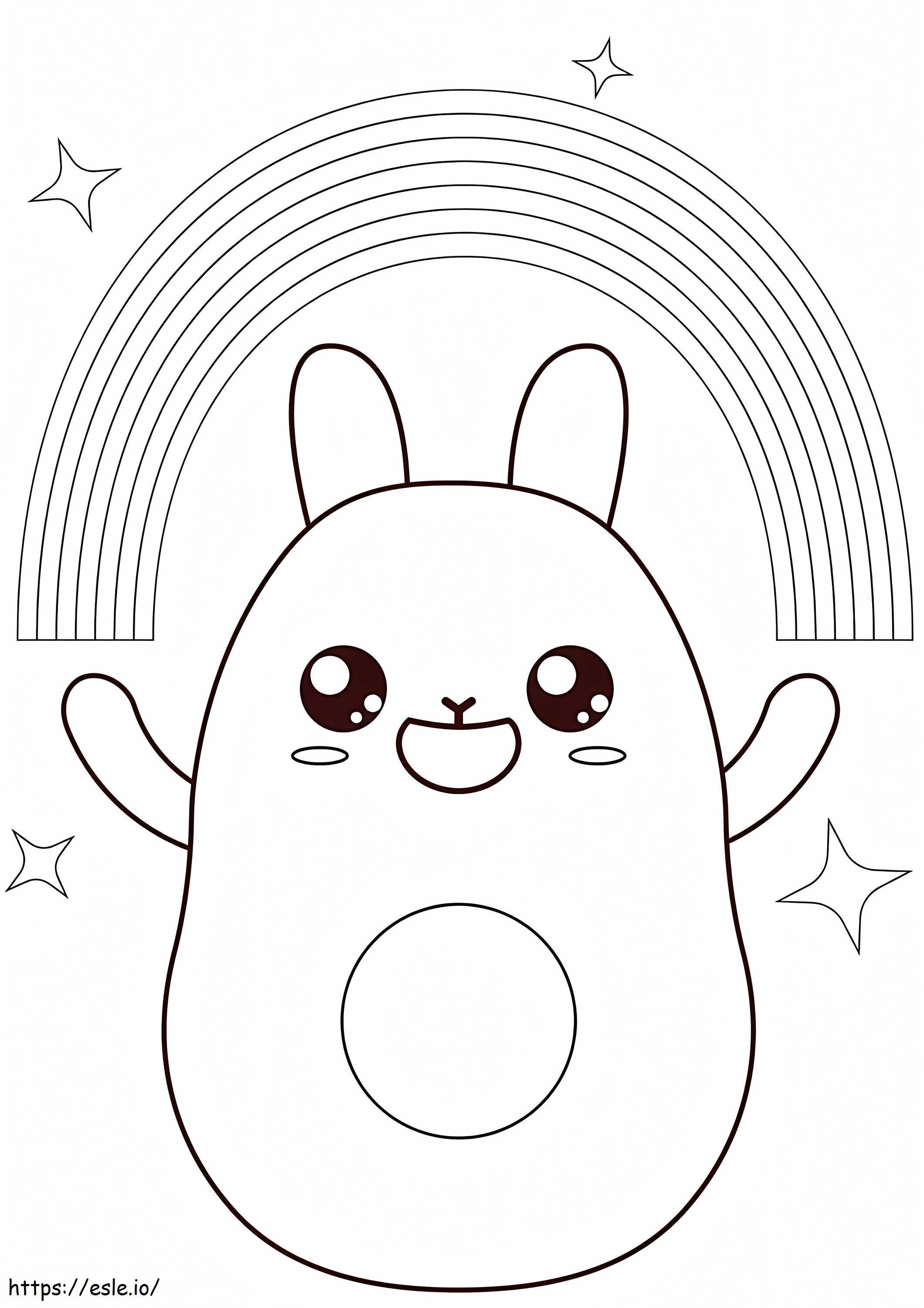 Cute Bunny And Rainbow coloring page