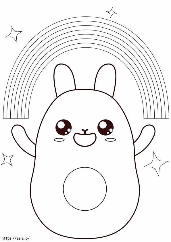Cute Bunny And Rainbow coloring page