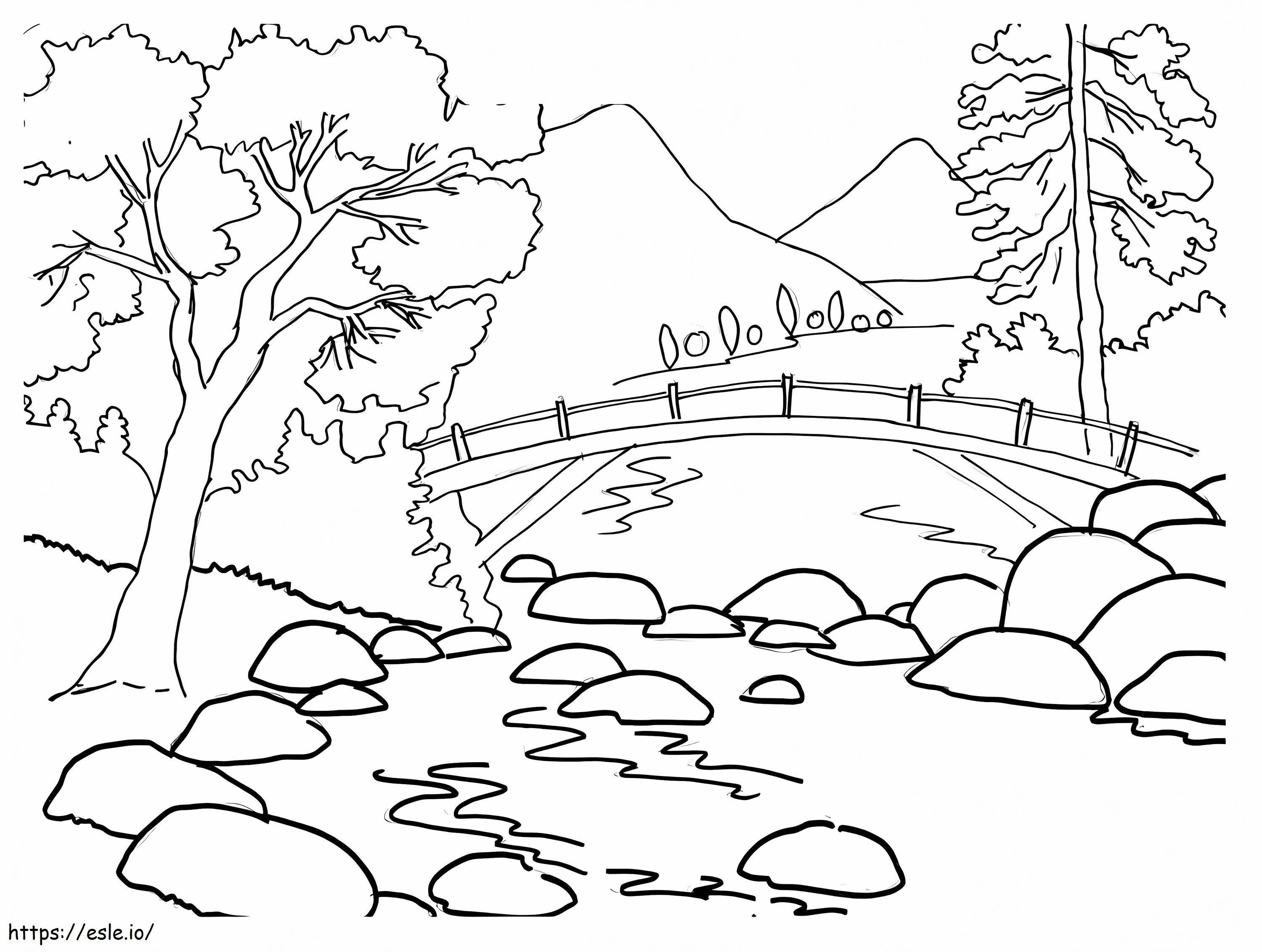 Bridge Landscape coloring page