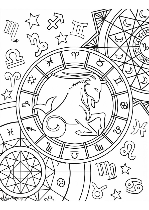Coloriage 1597710429 Signe du zodiaque Capricorne à imprimer dessin