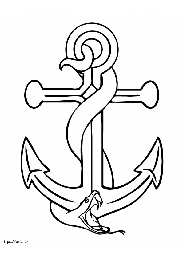 Snake Coiled Around The Anchor coloring page