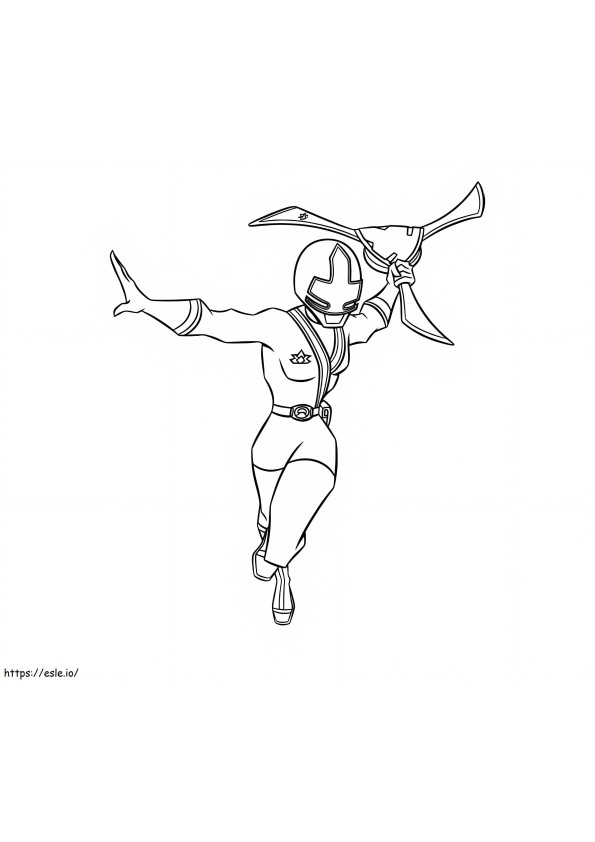 Coloriage Power Ranger Samurai avec arme à imprimer dessin
