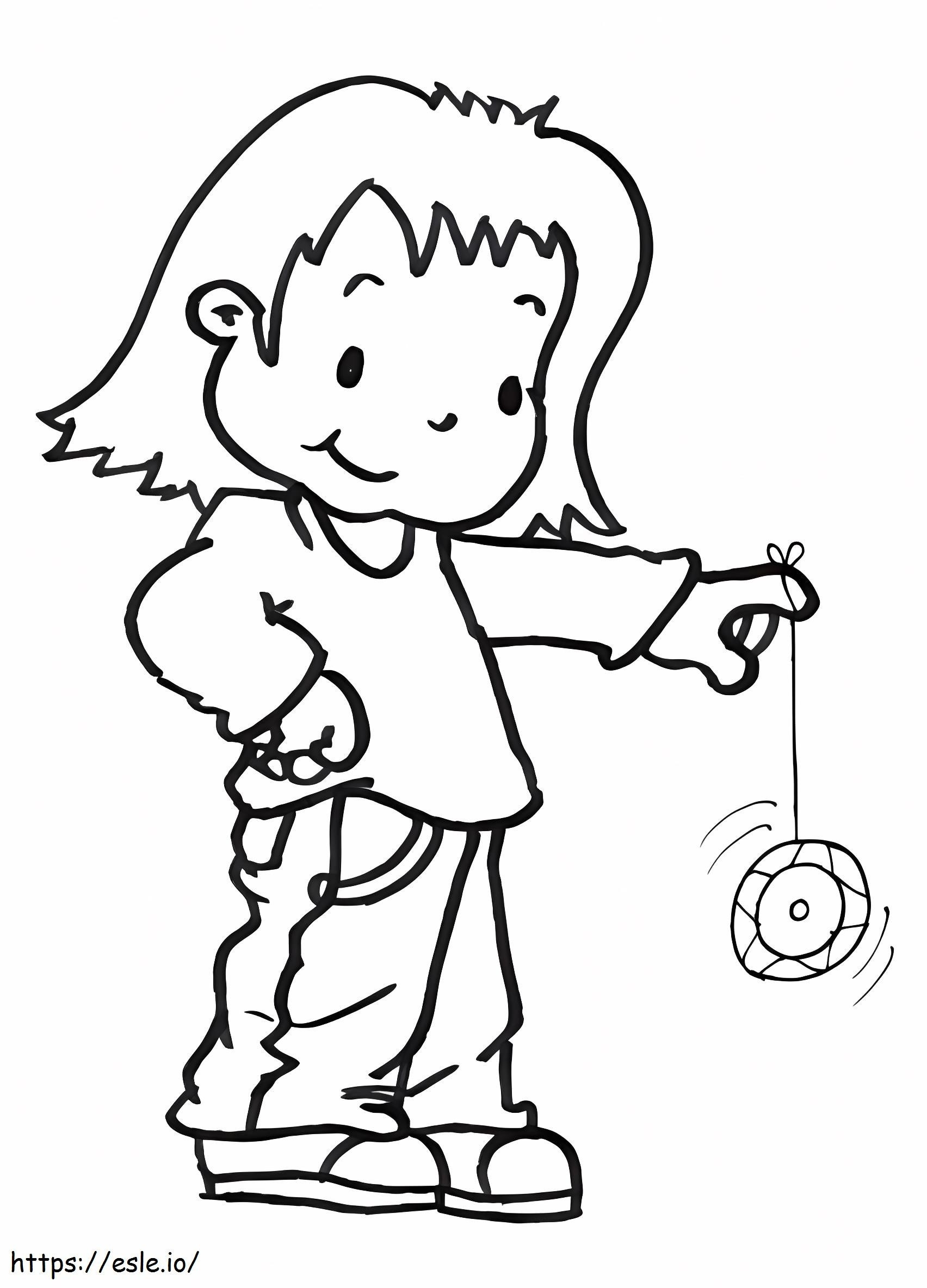 Little Girl Playing Yo Yo coloring page