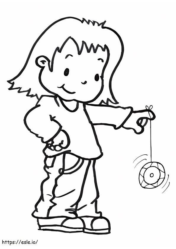 Coloriage Petite fille jouant Yo Yo à imprimer dessin