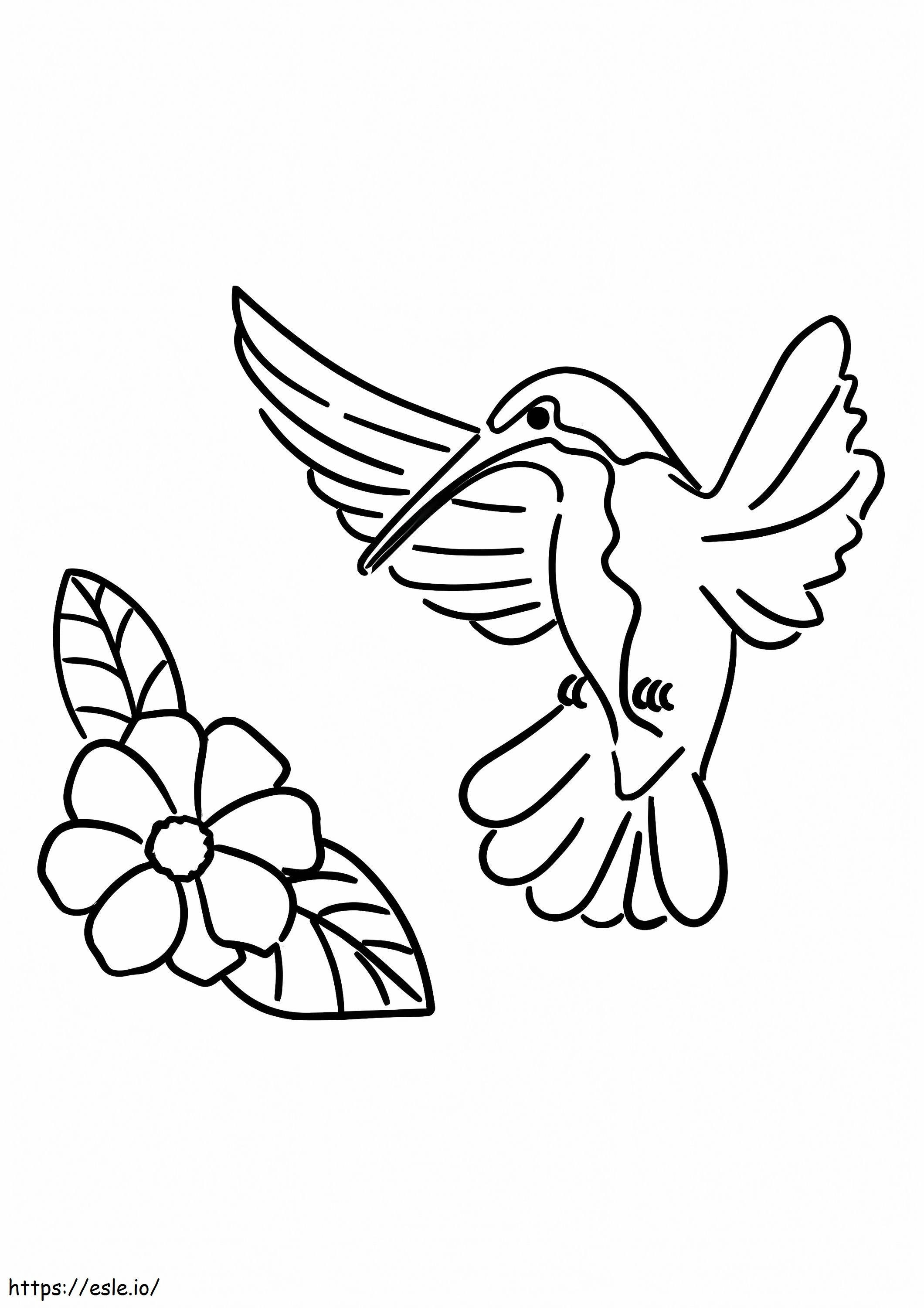 Hummingbird Flower And Leaf coloring page