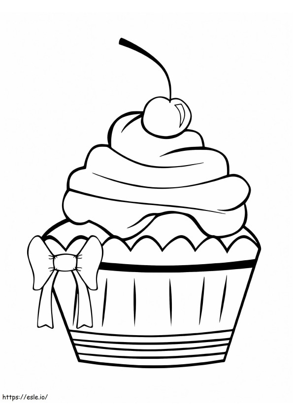 Verjaardag schattige cupcake kleurplaat