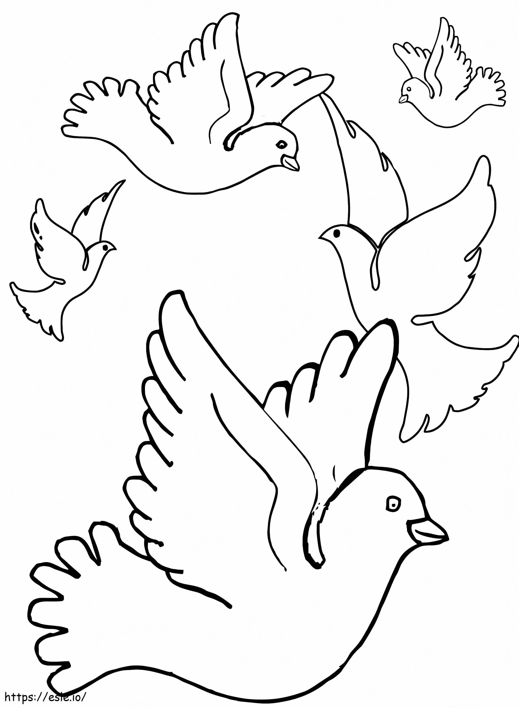 Flock Of Pigeons coloring page