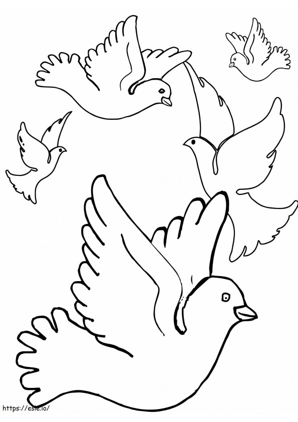 Coloriage Troupeau de pigeons à imprimer dessin