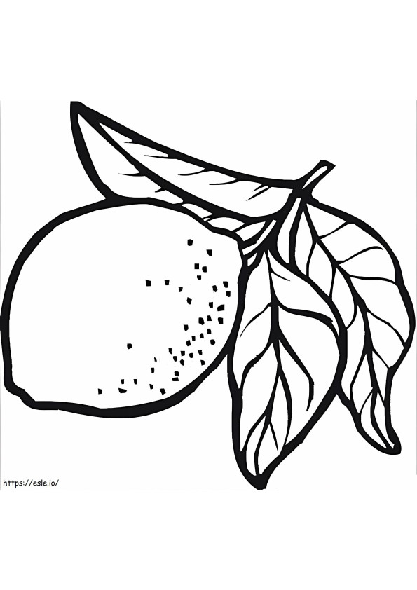 Lemon With Leaf coloring page