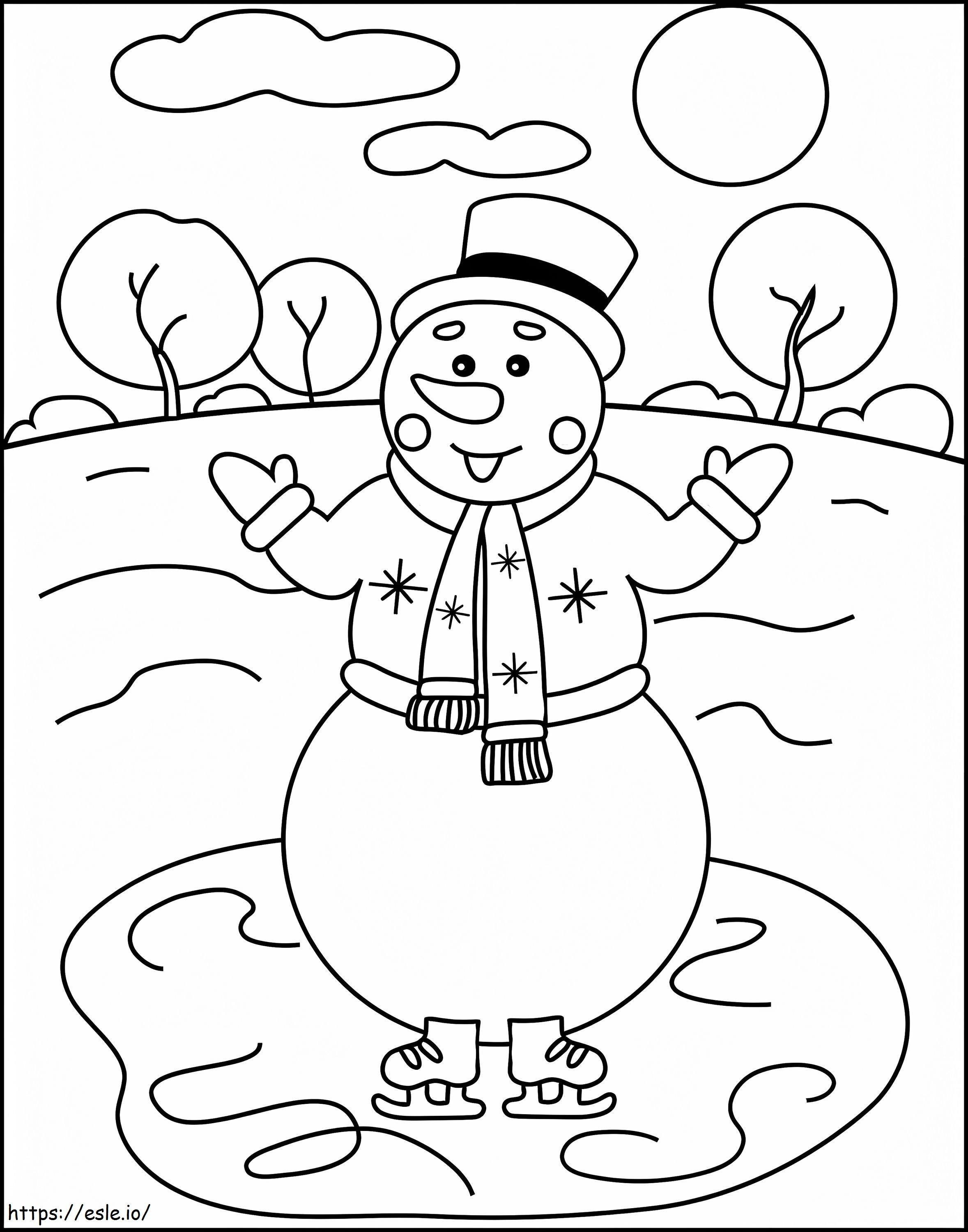Coloriage Bonhomme de neige de Noël à imprimer dessin