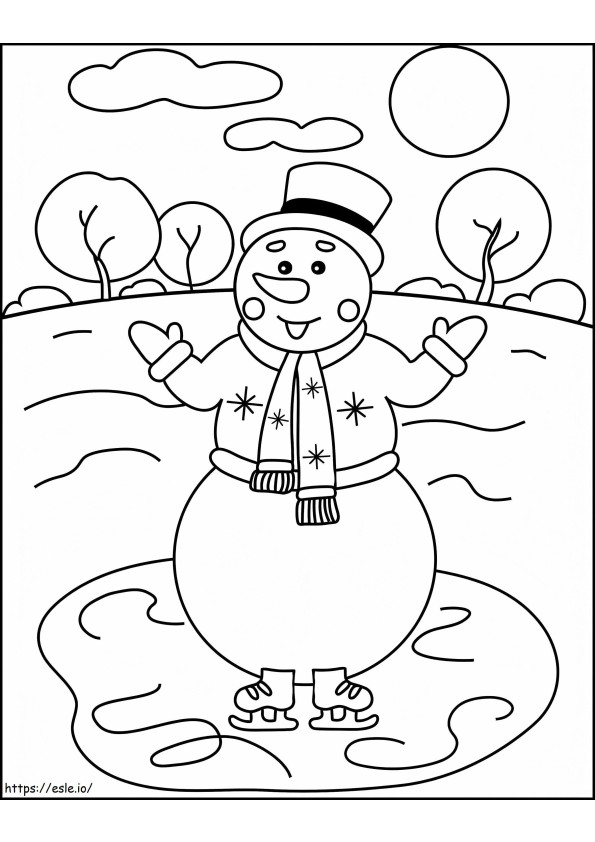 Coloriage Bonhomme de neige de Noël à imprimer dessin