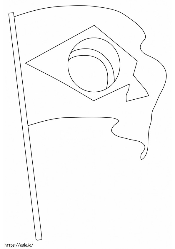 Brazilian Flag With Flagpole coloring page