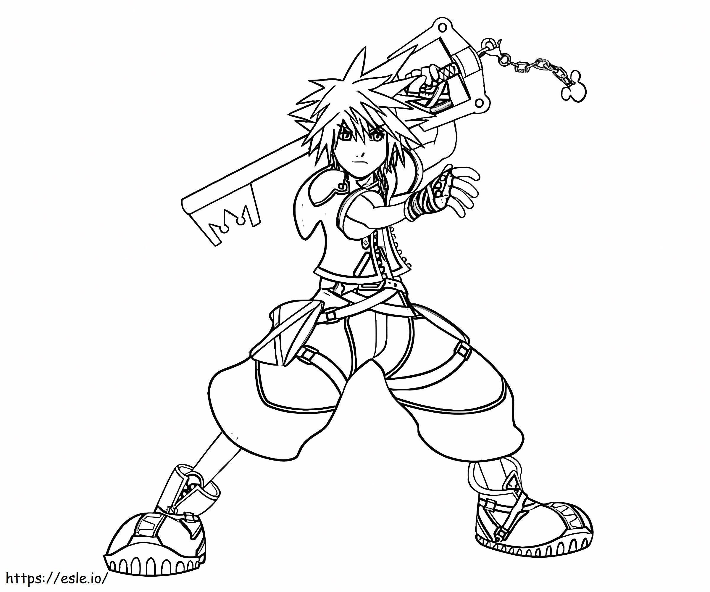 Sora And Key Blade coloring page