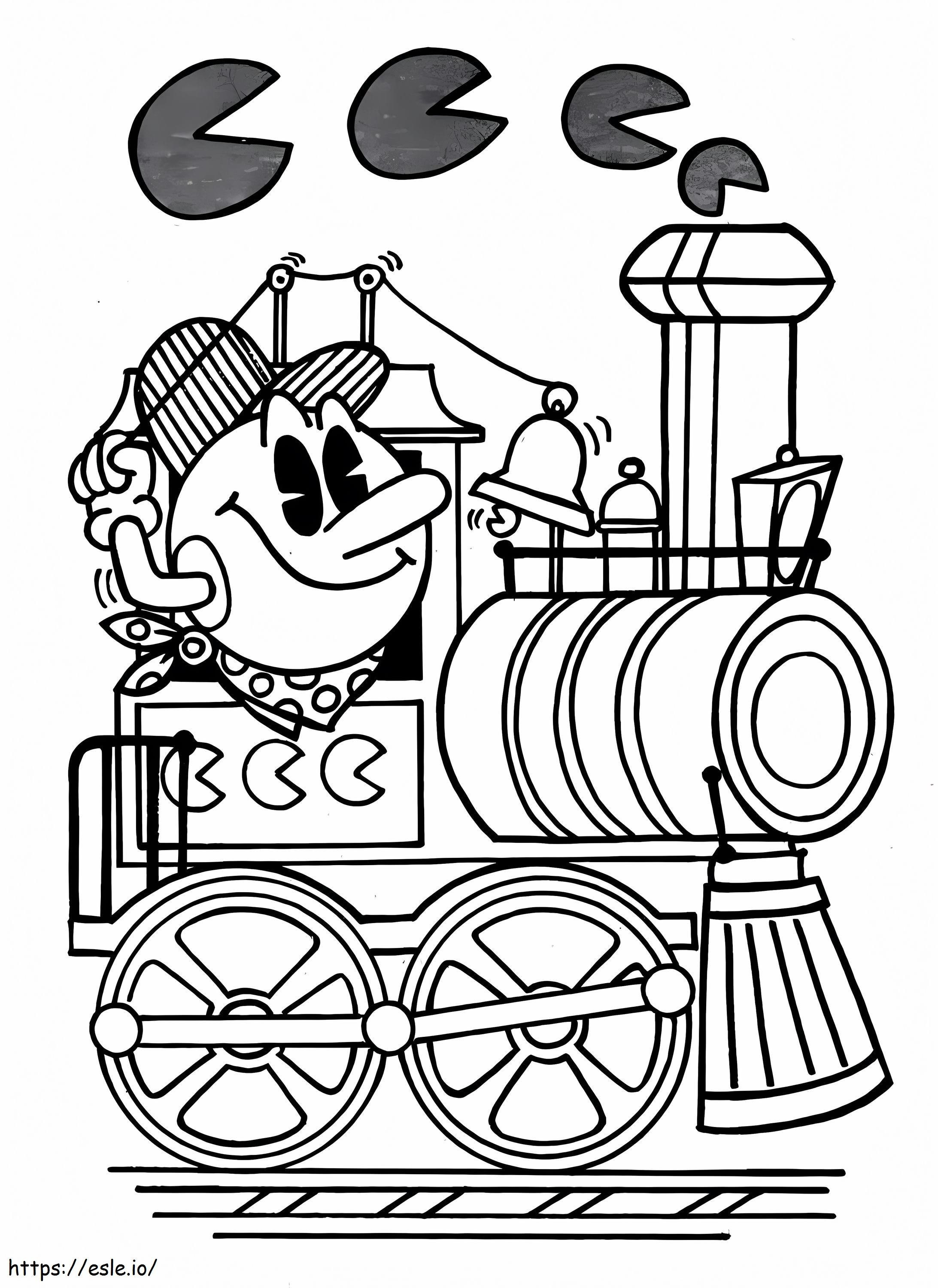 Coloriage Pacman dans le train à imprimer dessin