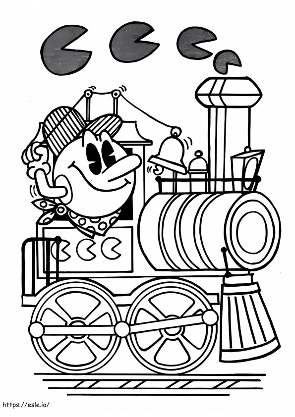 Pacman On Train coloring page